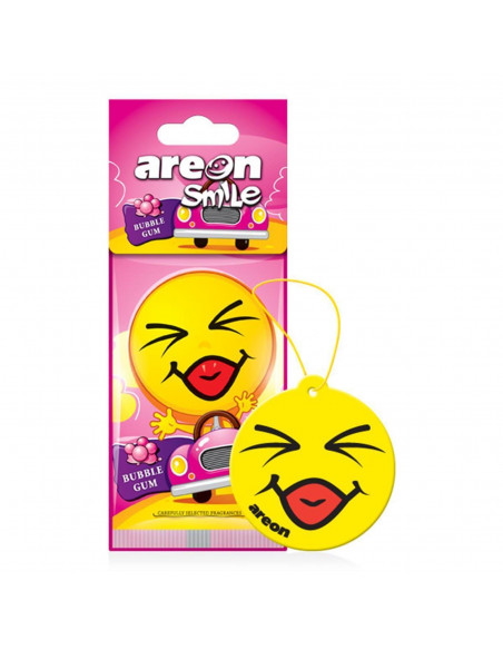 Areon Smile Dry Bubblegum | areon-fresh.de die fröhliche Autoduft Muntermacher