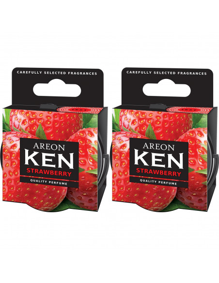 Areon KEN Duftdose in der Duftrichtung Erdbeere | areon-fresh.de die kleinen und praktischen premium Auto Duftdosen zum Mitnehme