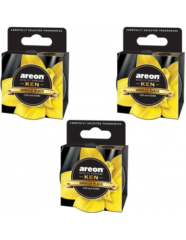 Areon KEN Duftdose in der Duftrichtung Vanilla Black | areon-fresh.de die kleinen und praktischen premium Auto Duftdosen zum Mit