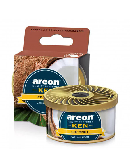 Areon KEN Duftdose in der Duftrichtung Kokosnuss | areon-fresh.de die kleinen und praktischen premium Auto Duftdosen zum Mitnehm