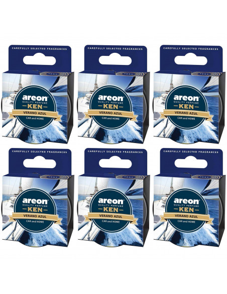 Areon KEN Duftdose in der Duftrichtung Verano Azul | areon-fresh.de die kleinen und praktischen Auto premium Duftdosen zum Mitne